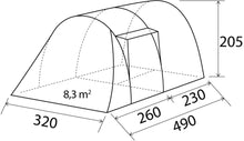 Carica l'immagine nel visualizzatore di Gallery, Dimensioni Tenda da campeggio a tunnel Brunner Arqus Outdoor 5