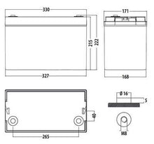 Carica l'immagine nel visualizzatore di Gallery, Misure Batteria AGM per camper - Power Line Carbest 100 Ah alta