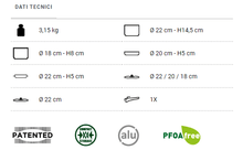 Carica l'immagine nel visualizzatore di Gallery, Scheda tecnica Set pentole da campeggio Brunner Carezza 7+1 Ø22