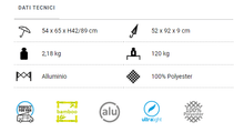 Carica l'immagine nel visualizzatore di Gallery, Scheda tecnica Sedia da campeggio Brunner Ikaro Ultralight