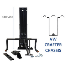 Carica l'immagine nel visualizzatore di Gallery, Kit fissaggio cinture VW Crafter Van Puntone Decentrato per seggiolini camper misure