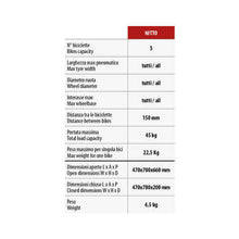 Carica l'immagine nel visualizzatore di Gallery, Scheda tecnica Porta bicicletta Nitto