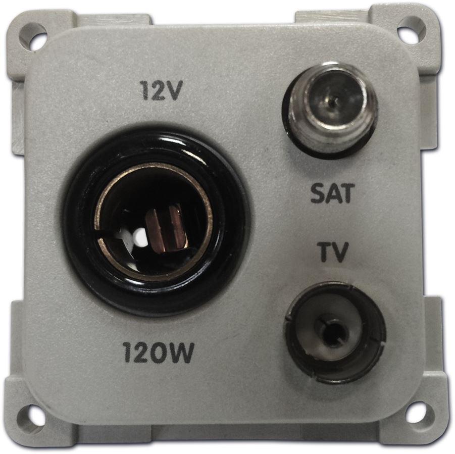 Presa 12V standard + presa TV + presa cavo satellite per camper MP12TV