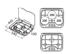 Carica l'immagine nel visualizzatore di Gallery, Piano cottura rettangolare serie 345 e coperchio di ricambio