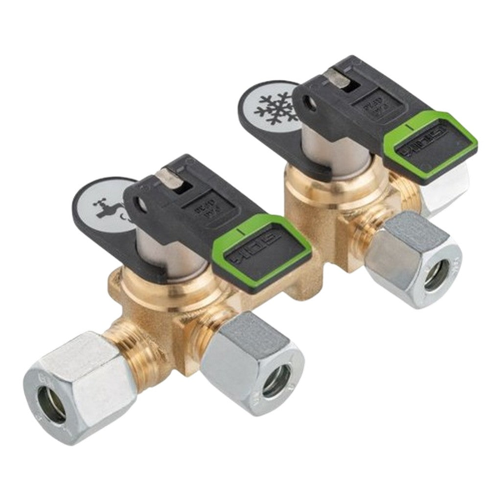 Blocco 2 Valvole a Leva Lungo per Impianto Gas - 8mm e 10mm