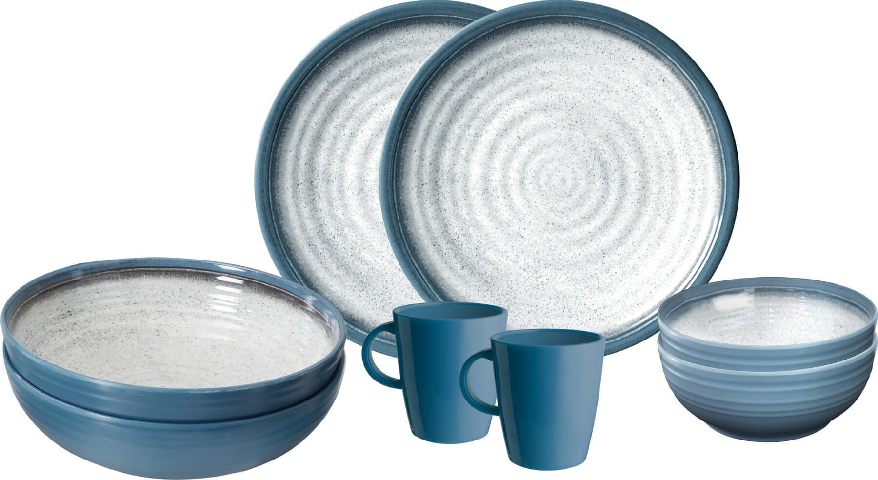 Set piatti campeggio 12 pz melamina MIDDAY BLUEBAY Bianco e Blu decorato 0830148N C6T Set piatti campeggio 12 pz melamina MIDDAY BLUEBAY Bianco e Blu decorato 0830148N C6T