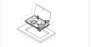 Piano cottura per camper a due fuochi con dispositivo di sicurezza Carbest
