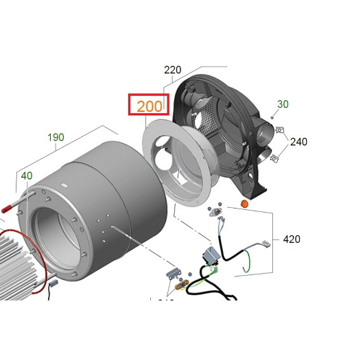 Calotta aria interna per stufe Truma Combi Gas D