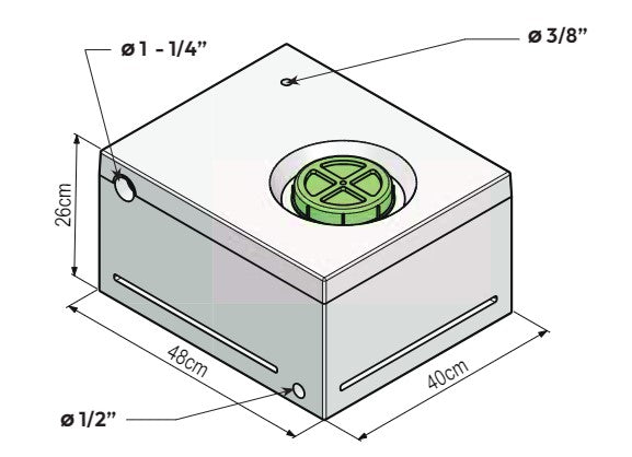 Serbatoio acque chiare con tappo per camper