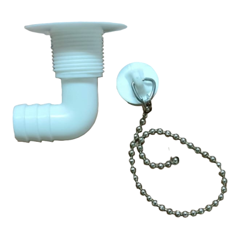 Piletta curva con tappo e catenella filettatura Ø 25mm