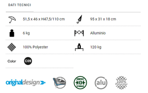 Scheda tecnica Sedia da campeggio Brunner Aravel Dynafold