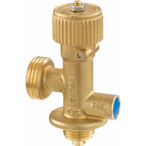 Valvola gas CGV per bombole butano 3-5 kg con valvola di sicurezza e cappuccio blu