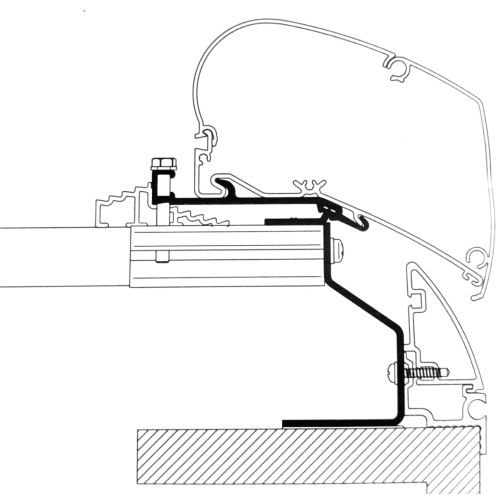 Adattatore Thule per tendalino caravan Fendt Brilliant prima del 2021, compatibile Omnistor 9200 e 6300, staffe 2x11cm 1x27cm 1x50cm