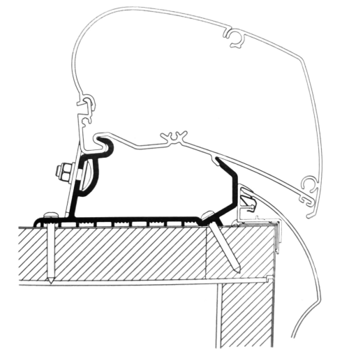 Adattatore Thule per tendalino camper Hobby Optima Deluxe con predisposizione Premium LED, set staffe 2x27cm e 2x50cm, compatibile Omnistor 9200 e 630