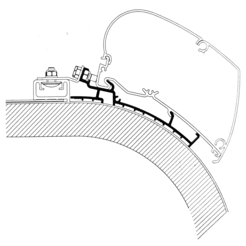 Adattatore Thule per tendalino camper Rapido Distinction, modello Omnistor 9200/6300, garantisce montaggio sicuro e stabile