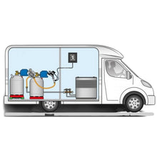 Carica l'immagine nel visualizzatore di Gallery, montaggio Regolatore gas camper GOK Caramatic Safedrive PLUS 30 mbar con scambiatore automatico e tubo 450 mm
