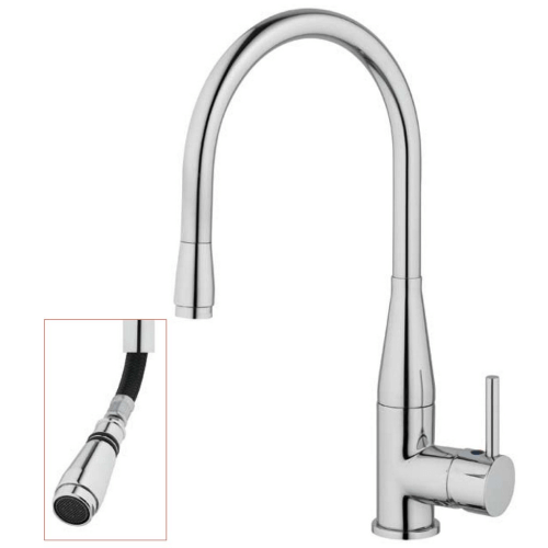 Miscelatore monoleva estraibile con canna a ponte per camper