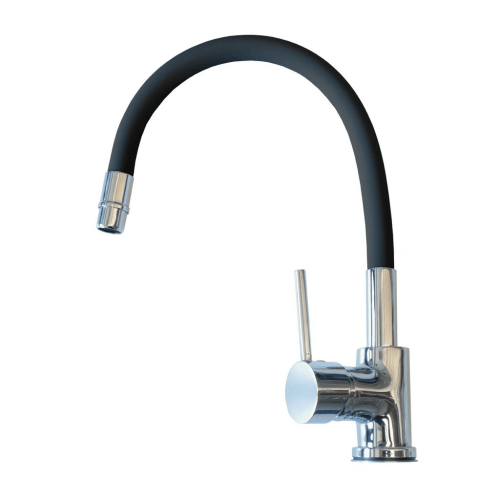 Miscelatore monoleva con canna flessibile e orientabile per camper