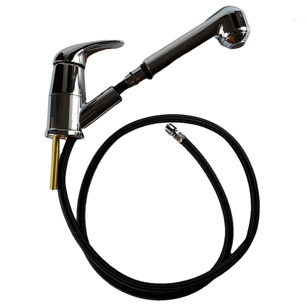 Miscelatore Rubinetto Per Camper - Con Interruttore Pompa, Orientabile, Nero/Cromato - Foto 4