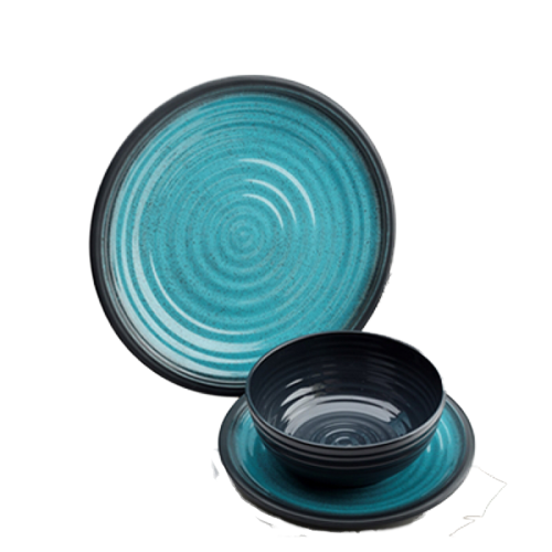 Set stoviglie in melamina modello Granite - 12 pezzi