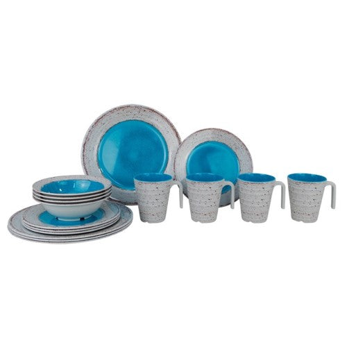 Set stoviglie in melamina modello casa Carribean - 16 pezzi