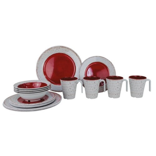 Set stoviglie in melamina modello casa terracotta - 16 pezzi