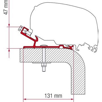 Kit staffa adapter Hymer mt 4,5 per tendalini F80/F65