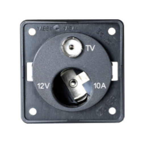 Presa 12V auto + presa tv con cornice per camper Mod. BMP12ATV