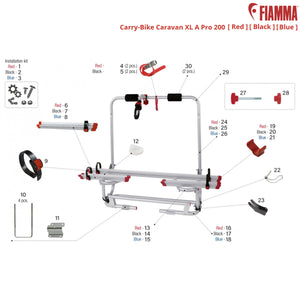 Ricambi portabici Fiamma Caravan Carry-Bike XL A Pro 200 Red Black Blue