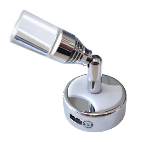 Faretto orientabile a led per camper con USB