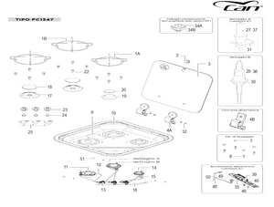 Scheda tecnica Ricambi piano cottura Can mod. FC 1347