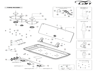 Scheda tecnica Ricambi piano cottura Can mod. FC 1351