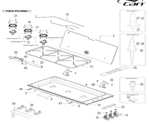 Scheda tecnica Ricambi piano cottura Can mod. FC 1380