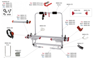 Ricambi portabici Fiamma Caravan Carry-Bike XL A Pro 200 Red Black Blue