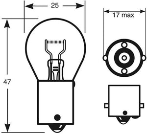 Lampadina a bulbo 12V P 21W