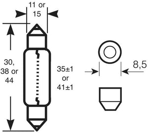 Lampadina a siluro 12 V C5 W