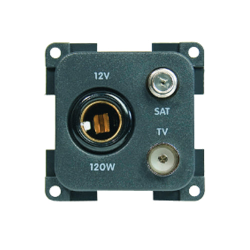 Presa 12V standard + presa TV + presa cavo satellite per camper MP12TVS