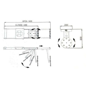 Scheda tecnica Supporto estraibile per TV a soffitto per camper