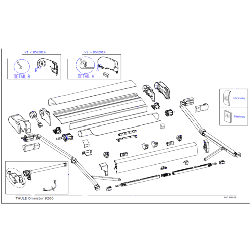 Ricambi veranda tendalino a tetto Thule Omnistor 9200