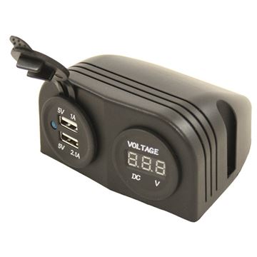 Caricatore usb con voltmetro con supporto montaggio