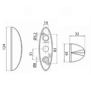 Fanale luce d'ingombro laterale bifacciale a base grigia SP L2010/12-24V