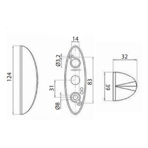 Fanale luce d'ingombro laterale bifacciale SPL 2011/12V 1W a led