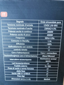 Inverter 2000W onda pura Vechline 12V
