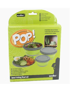 Set 3 contenitori salvaspazio in silicone pieghevole con coperchio