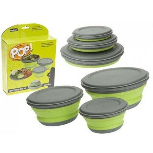 Set 3 contenitori salvaspazio in silicone pieghevole con coperchio