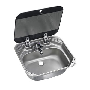 Lavello rettangolare mod. SNG 4237 con coperchio di vetro