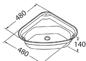Lavello triangolare linea 33 e coperchio di ricambio