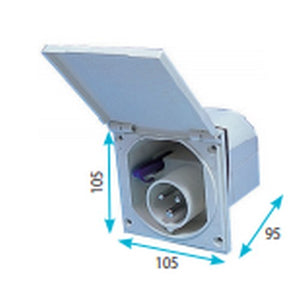misure Presa esterna da incasso P17 16A tipo CEE 220V