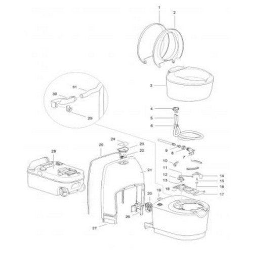 Ricambi WC Toilette a cassetta Thetford C223 CS